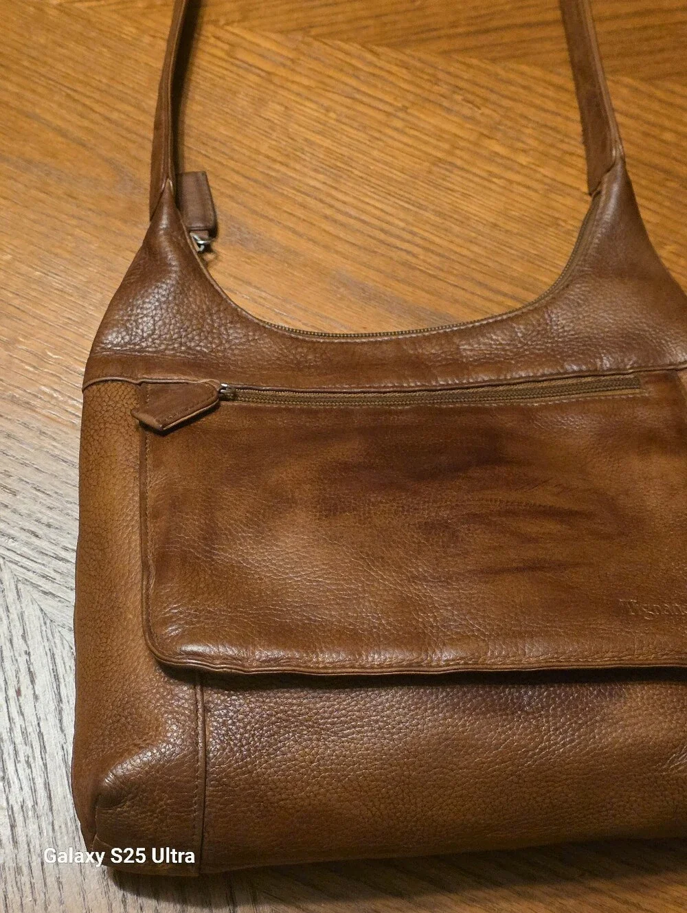 Restored Antiqued Vintage Tignanello Pebble Leather Flap Shoulder Bag